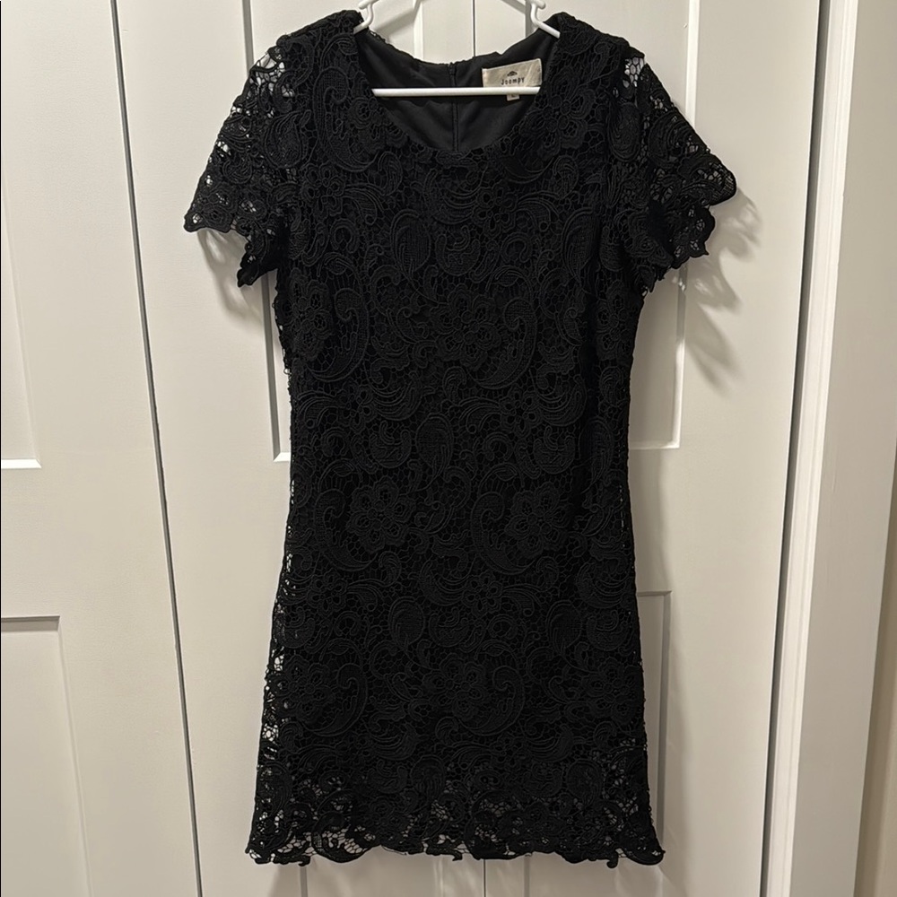 Hoppy Women's Black Sheath Mini Dress with Flutter Sleeves size L
